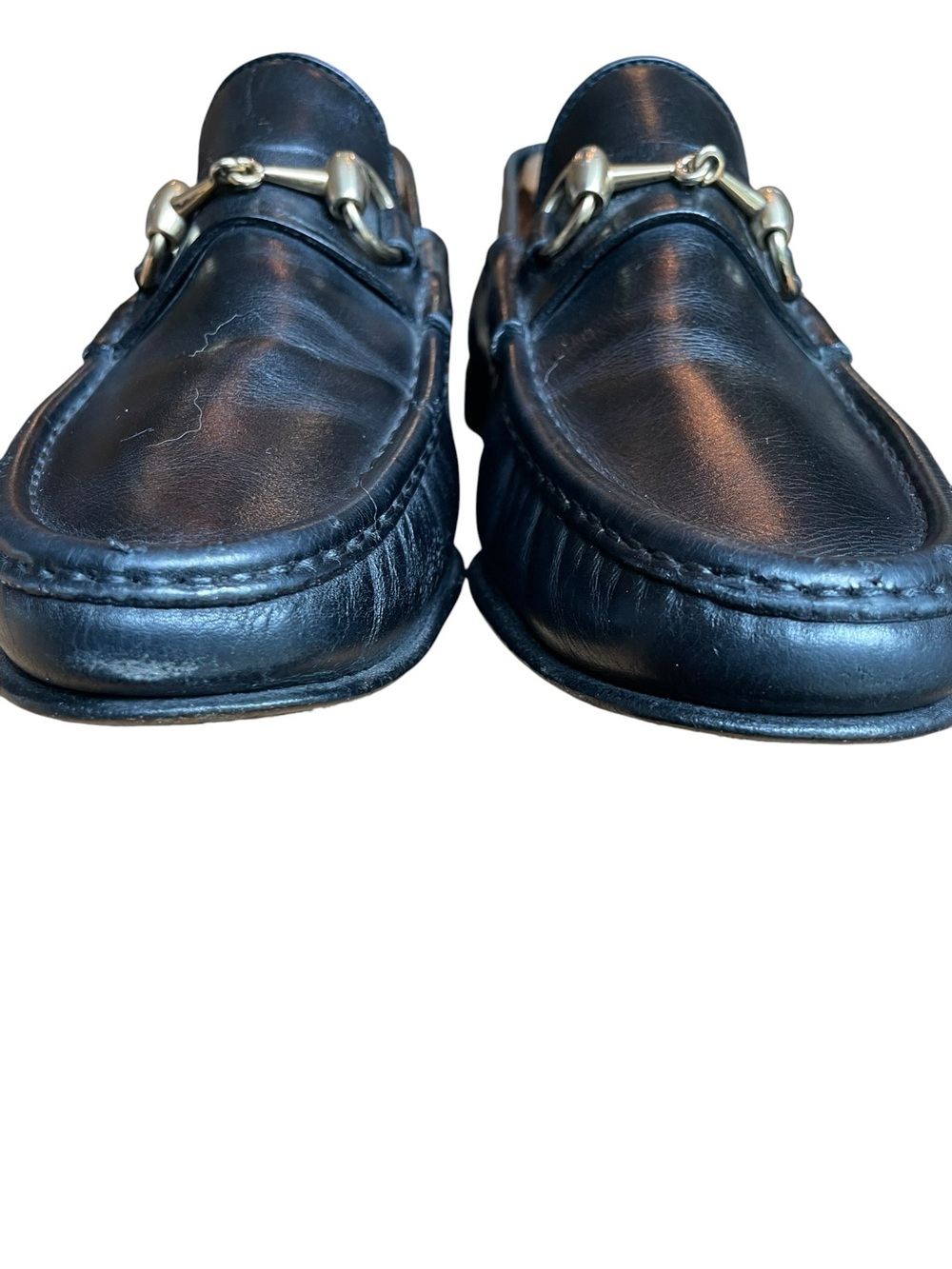 GUCCI Horsebit Vintage TOM FORD ERA Black Loafers Leather Gold Men's  8 Classic - Picture 4 of 16